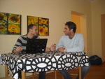 Aradori con Michele Pettene durante l\'intervista